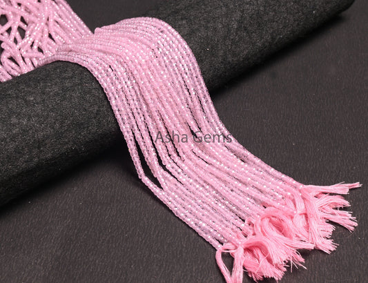 15" Strand Pink Zircon Micro Cut faceted Beads,3 mm AAA Quality Pink Color Zircon Machine Cut Rondelle Shape Beads Jewelry Making Craft SALE