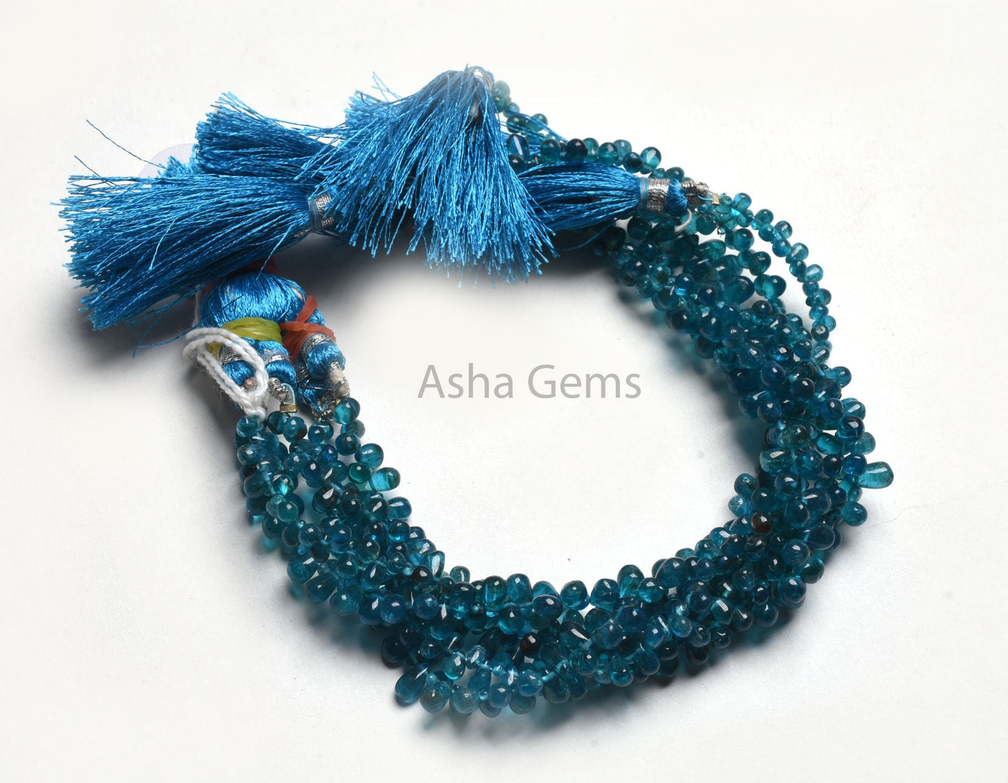 Natural Blue Apatite Smooth Drop Shape Beads, Fine Neon Apatite Beads,8"Strand Neon Blue Apatite Plain Handmade Tiny Teardrop Gemstone Beads