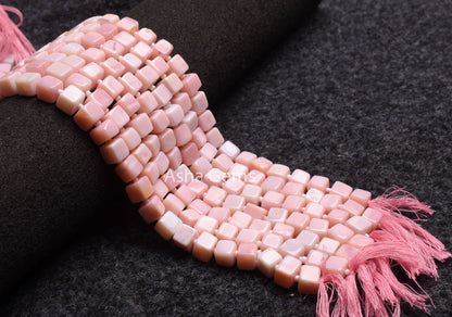 Beautiful Pink Opal Smooth Cube Gemstone Beads,7-8 mm Shaded Pink Opal 3D Cube Box Beads Handmade,9 inch Pink Opal Beads Jewelry Making SALE