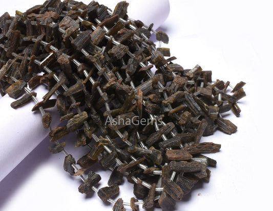 Natural Epidote Rough Gemstone Beads, 14 Inch Strand Epidote Beads, Epidote Long Raw Rough Stick Shape Uneven Beads For Boho Jewelry Crafts