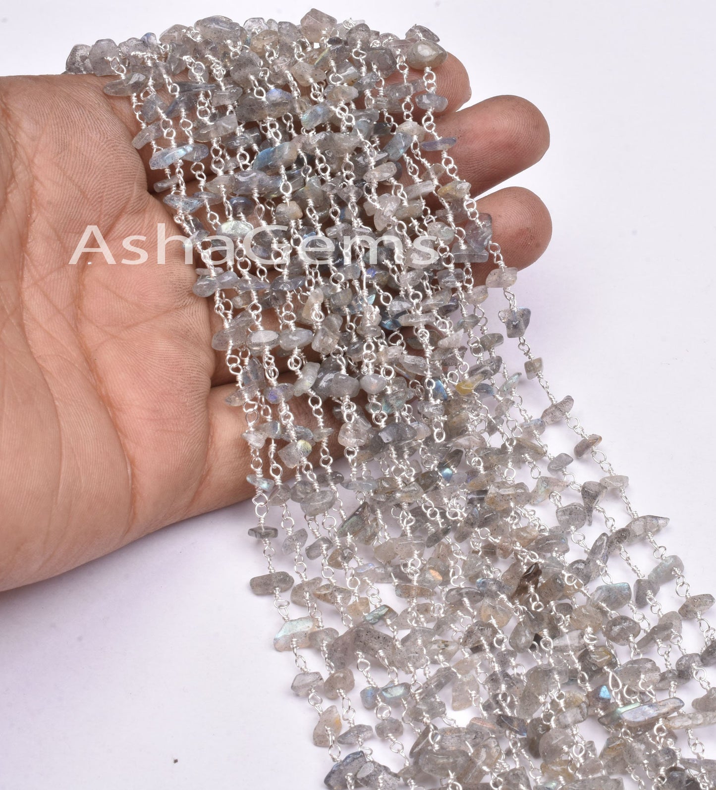 3,5.10 feet Natural Labradorite Uncut Chips Beads Rosary Chain,Black Rainbow Nugget Beaded Chain Rosary Silver Plated Wire Bulk Roll Chains