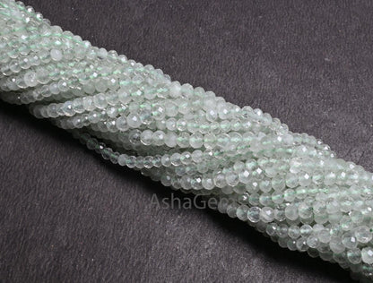 Beautiful Green Amethyst faceted machine cut Rondelle Gemstone Loose Beads,12.5" Fine Natural Green Amethyst Micro Cut Beads Jewelry Crafts