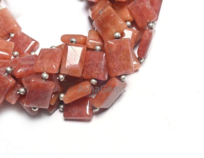 Amazing Dark Peach Quartz Smooth Rectangle Shape Gemstone Beads,9" Quartz Fancy Chicklet Straight Drill Handmade Beads Jewelry making Crafts