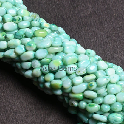 Beautiful Green Opal smooth Nugget Tiny gemstone Beads,5-8mm Mint Green Opal Plain Handmade Uneven Tumble Beads, Fine Opal Bead Jewelry SALE
