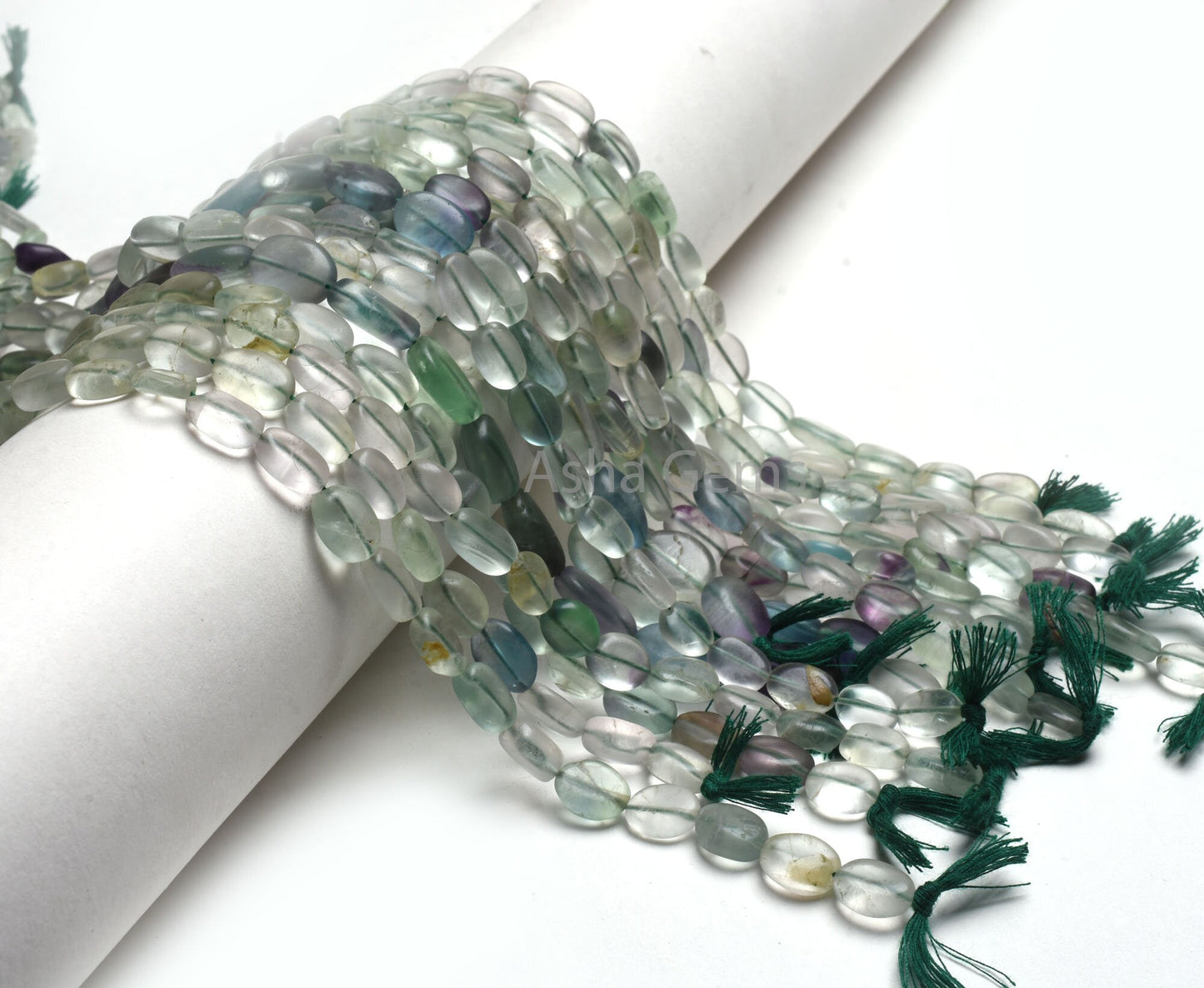 Beautiful Fluorite Smooth Oval Gemstone Beads, Natural Shaded Green Fluorite Plain Handmade Oval Straight Drill Beads, Fluorite Bead Jewelry