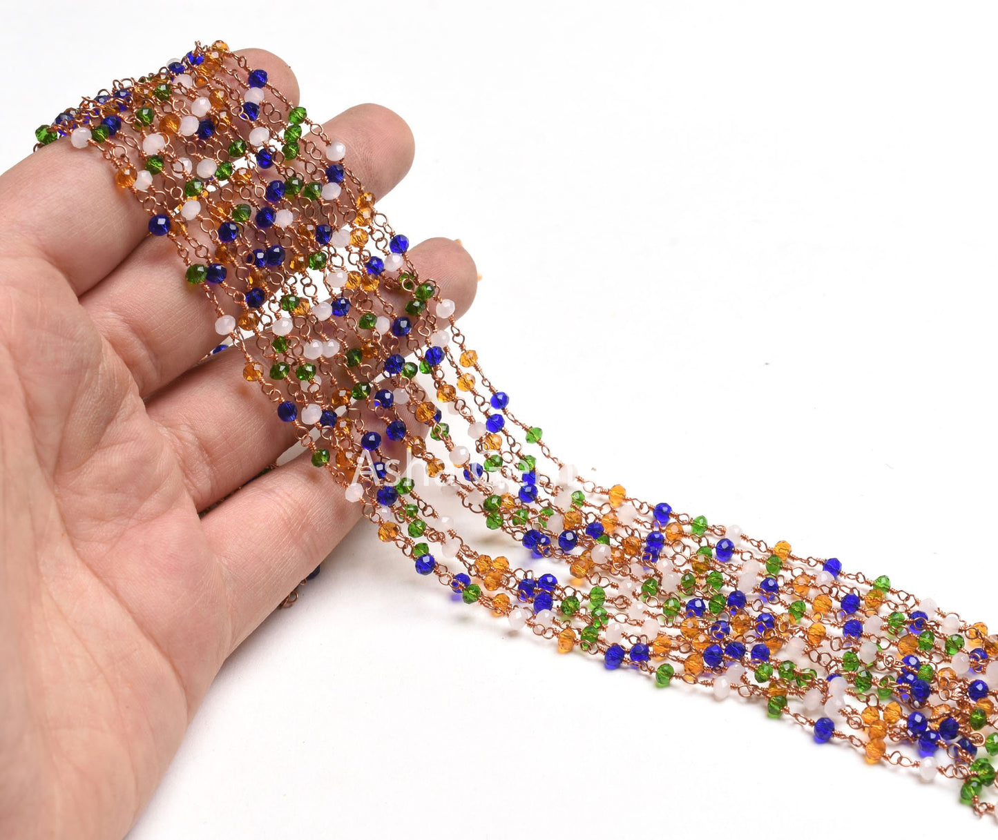 3,10,50Feet Multi Color Disco Hydro Faceted Beads Rosary Chain Rose Gold Plated Wire Wrap Copper Metal Chain Jewelry Making Craft Chain SALE