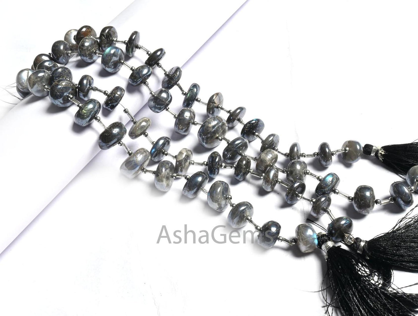Beautiful Grey Silver coated Labradorite Smooth Gemstone Loose beads, flashy labradorite Coated Rondelle handmade Beads Jewelry Making Craft