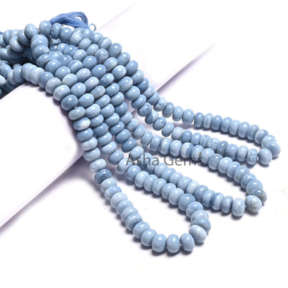 Beautiful Blue Oregon Opal Smooth Rondelle Beads Gemstone,8/16" Strand Fine Quality Blue Opal Plain Handmade Beads Opal Jewelry Makings SALE