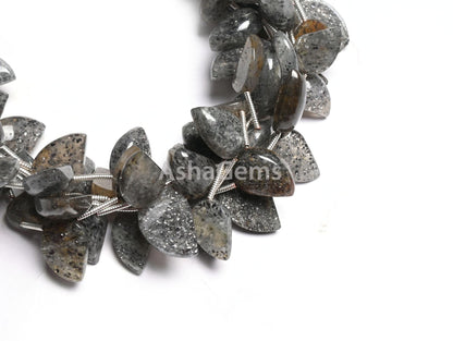 Natural Black sunstone Fancy Keri Shape Gemstone Loose Beads, Fine Sunstone fancy One Side Flat Table Side Drill Handmade Beads Jewelry SALE
