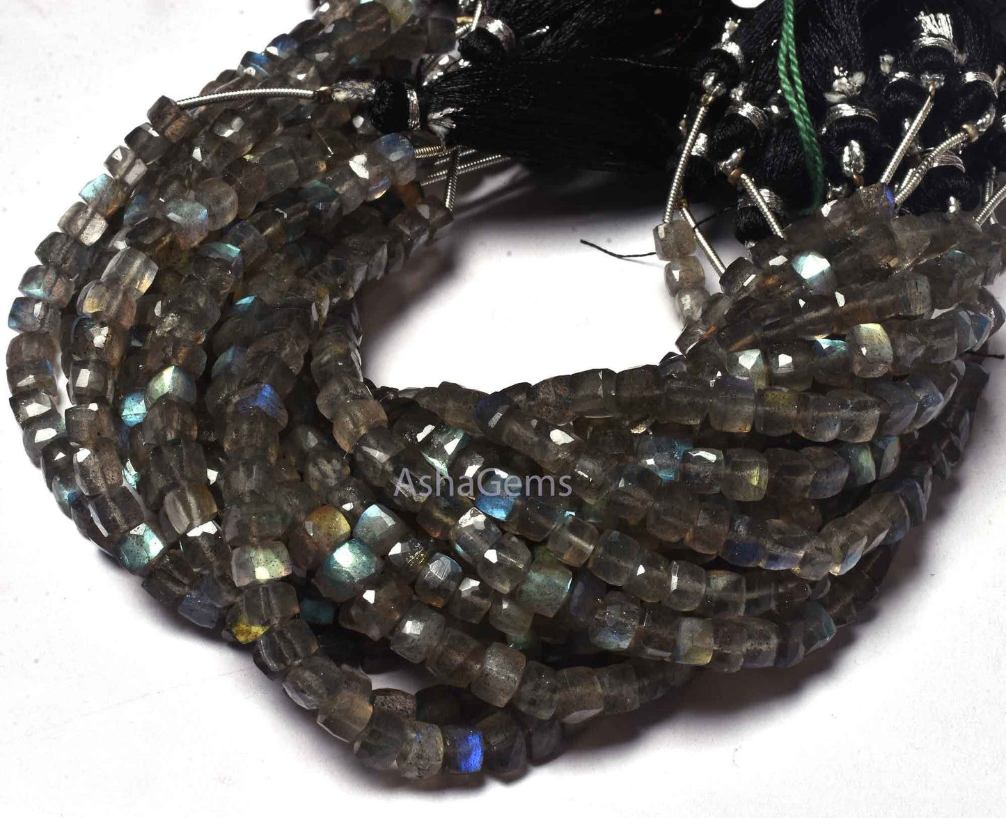 Natural Flash Labradorite Faceted 3D Cube Box Beads,7" Strand Blue Fire Labradorite Cube Beads 4.5-5 mm Black rainbow Box Beads Jewelry SALE