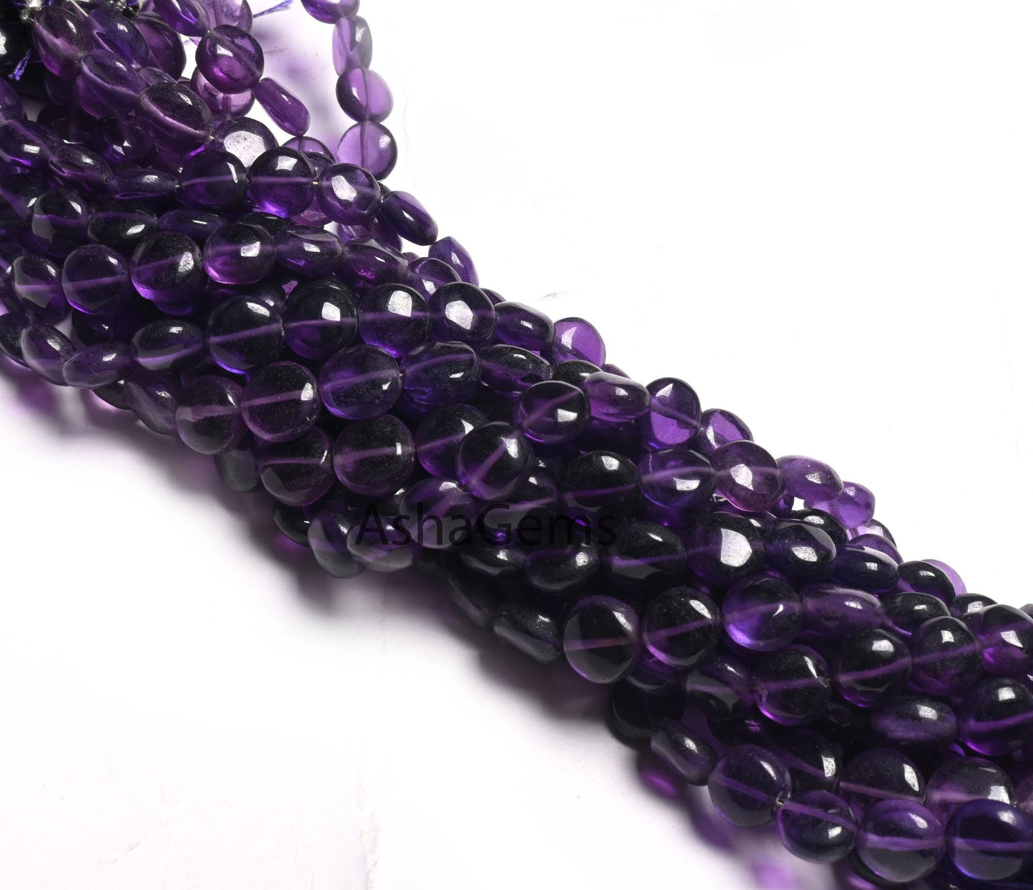 Fine Quality Purple Amethyst Smooth Puff Coin Gemstone Beads,8" Natural amethyst Beads, Amethyst Plain Handmade Coin Shape Bead Jewelry SALE