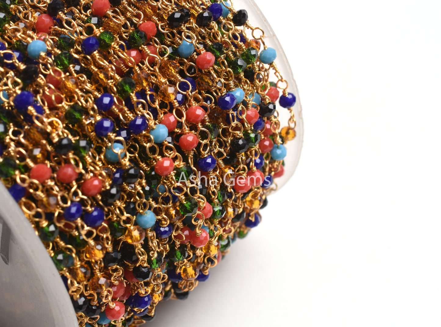 Beautiful Multi Disco Hydro Faceted Rondelle Beads Rosary Chain Gold Plated Wire Wrap Jewelry Making Beaded handmade Colorful Chains Jewelry