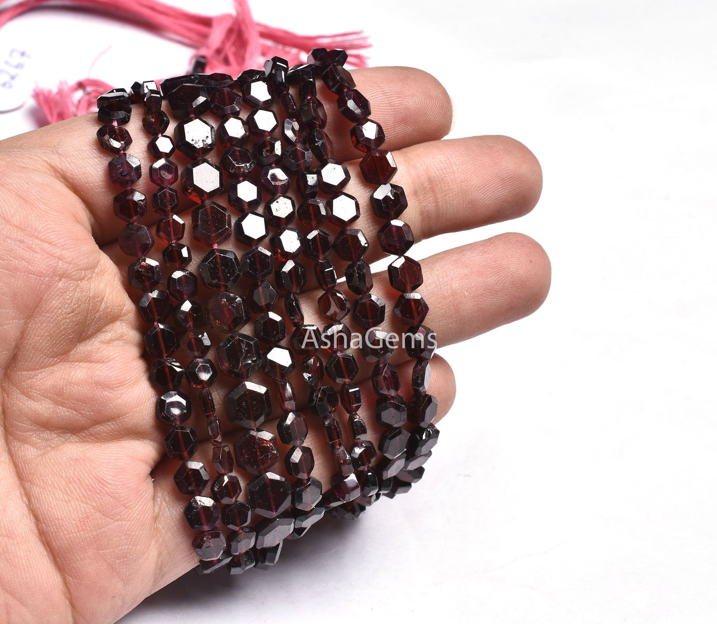Beautiful Garnet Faceted Hexagon Shape Gemstone beads,13" Strand Natural Red Garnet Table Cut Flat Hexagon Beads, Garnet Fancy beads Jewelry
