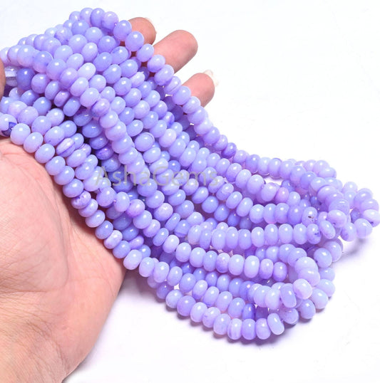 Beautiful Lavender Blue Opal Smooth Rondelle Handmade Beads,8 mm AAA Blue Opal Plain Gemstone Loose Beads Opal Jewelry Necklace Making Craft