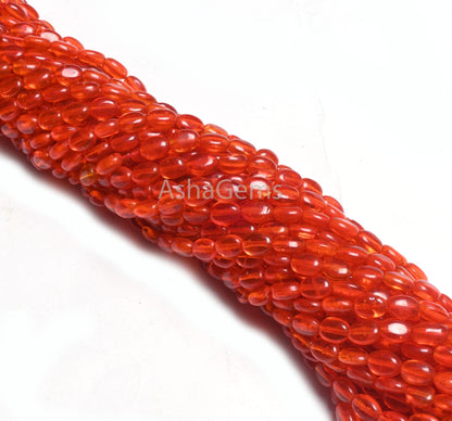 Beautiful Orange Carnelian Color Hydro Smooth Oval Shape Beads,13" Bright Tiger Orange Hydro Plain Handmade Oval Loose Beads Jewelry Crafts