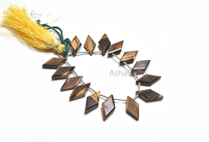 Natural Tiger Eye Fancy Rhombus Shape Faceted Beads,9-18 mm Fine Tiger Eye Side Drill Rhombus Gemstone Loose Beads Jewelry making Craft SALE