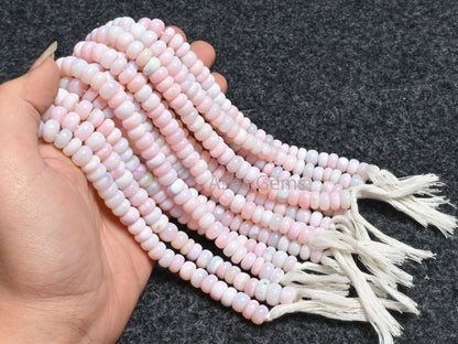 Beautiful Light Pink Opal Smooth Rondelle Shape Beads,8-9 mm Fine Shaded Pink Opal Plain Handmade Gemstone Opal Beads Jewelry Necklace Craft