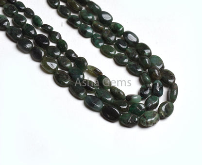 Real Emerald Plain Handmade Oval Gemstone Beads, 3 Strand Necklace Emerald Bead,15-17" Emerald Smooth Uneven Oval Bead Necklace Jewelry SALE