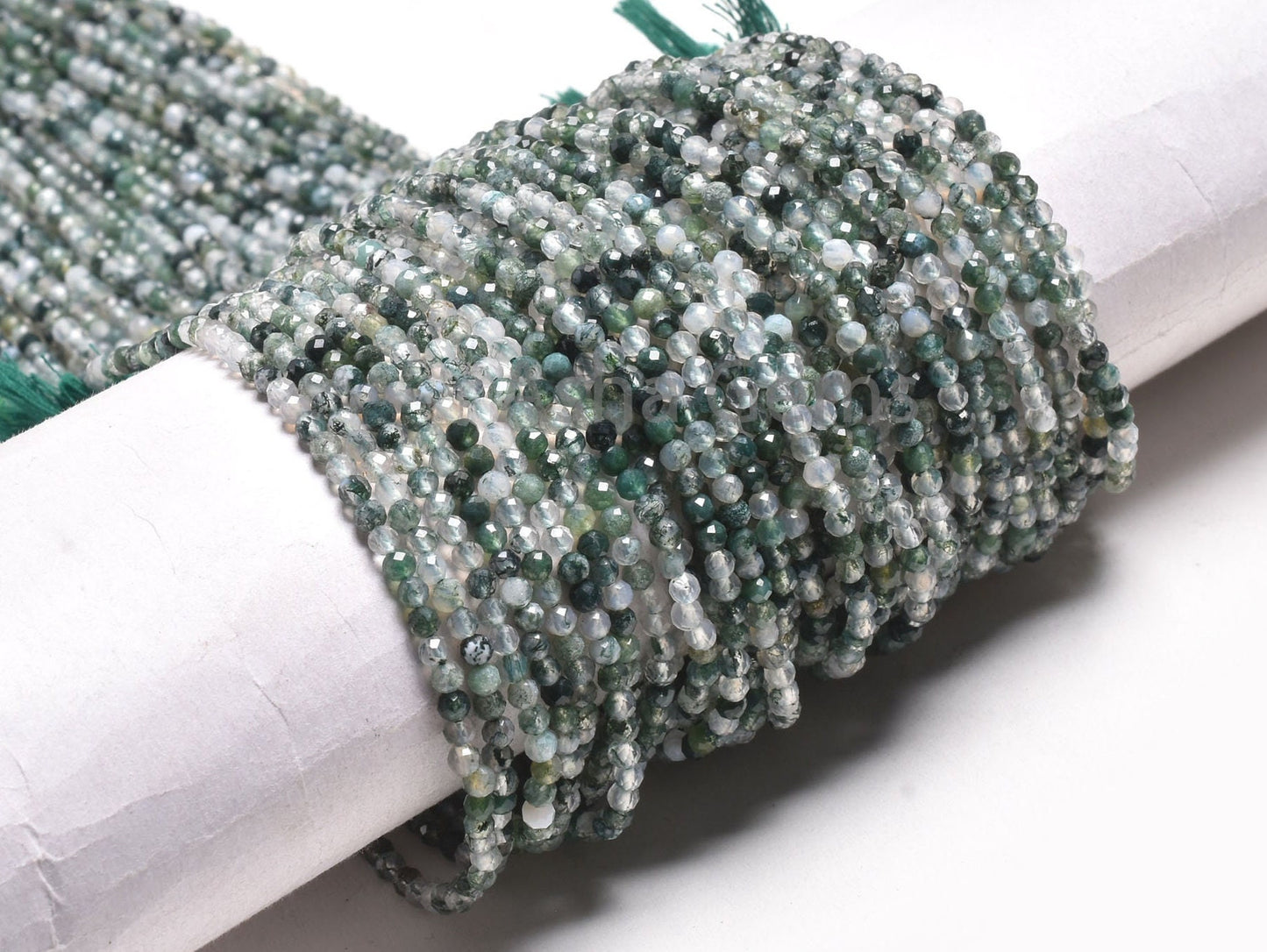 Rare Moss Green Agate Micro Cut Faceted Rondelle Gemstone Beads,2.8 mm Natural Moss agate Beads, Agate Machine Cut Bead Jewelry Crafts SALE