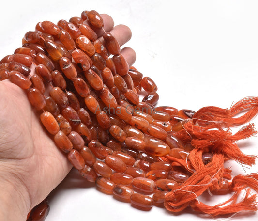 15" Strand Natural Carnelian Fancy Cylinder Shape Gemstone Beads, Red Carnelian Loi Handmade Pipe Straight Drill Beads Jewelry Making Crafts