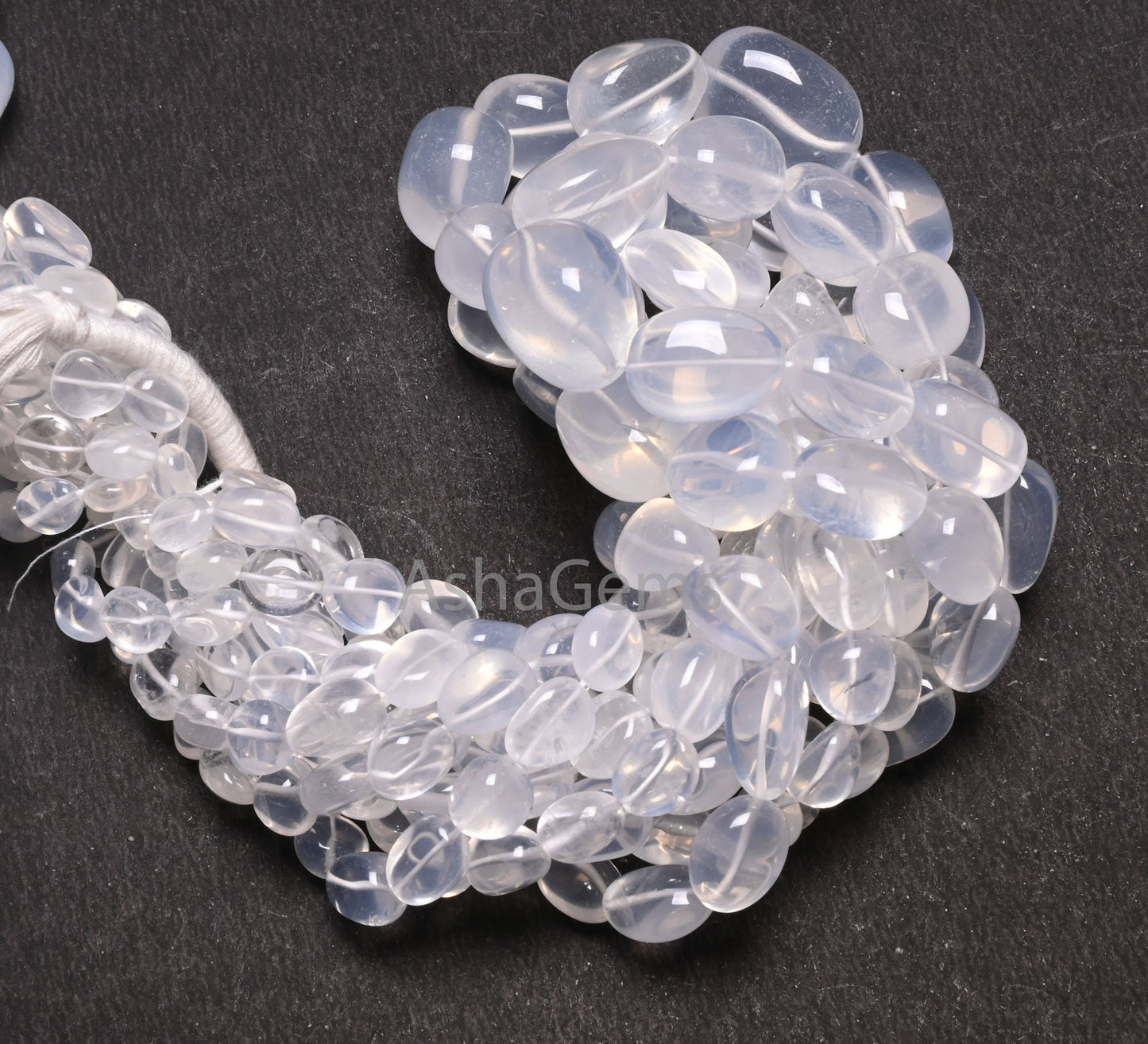AAA Quality Ice Quartz Smooth Nugget Gemstone Loose Beads,9/18"Strand Natural White Ice Crystal Handmade Tumble Bead Necklace Making Jewelry