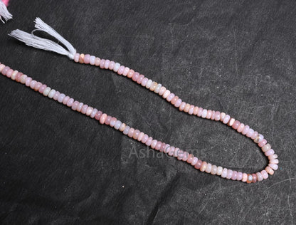 Beautiful Pink Opal Smooth Flat Rondelle Beads, Fine Pink Opal Beads Gemstone Opal Plain Handmade Uneven Rondelle Beads Jewelry Making SALE (AG 12326)