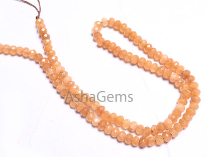 14" Fine Quality Dusky Brown Jade Quartz Faceted Gemstone Loose Beads,4.5x3 mm Beautiful Brown Jade Machine Cut Rondelle Beads Jewelry SALE