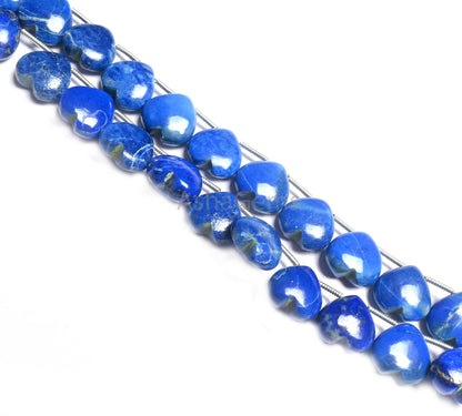Fine Quality Blue lapis Lazuli Smooth Carving Heart Shape Gemstone Loose Beads, Natural Lapis handmade Carved Heart lapis Bead Jewelry Craft