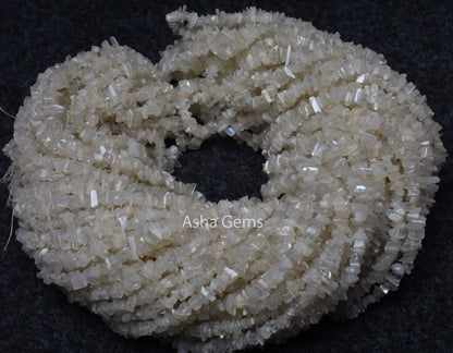 Natural White Moonstone uncut Chip Gemstone Beads Strand, Fine Quality Moonstone Smooth Uneven Raw Rough Nugget Bead For Jewelry Making (AG 10274)