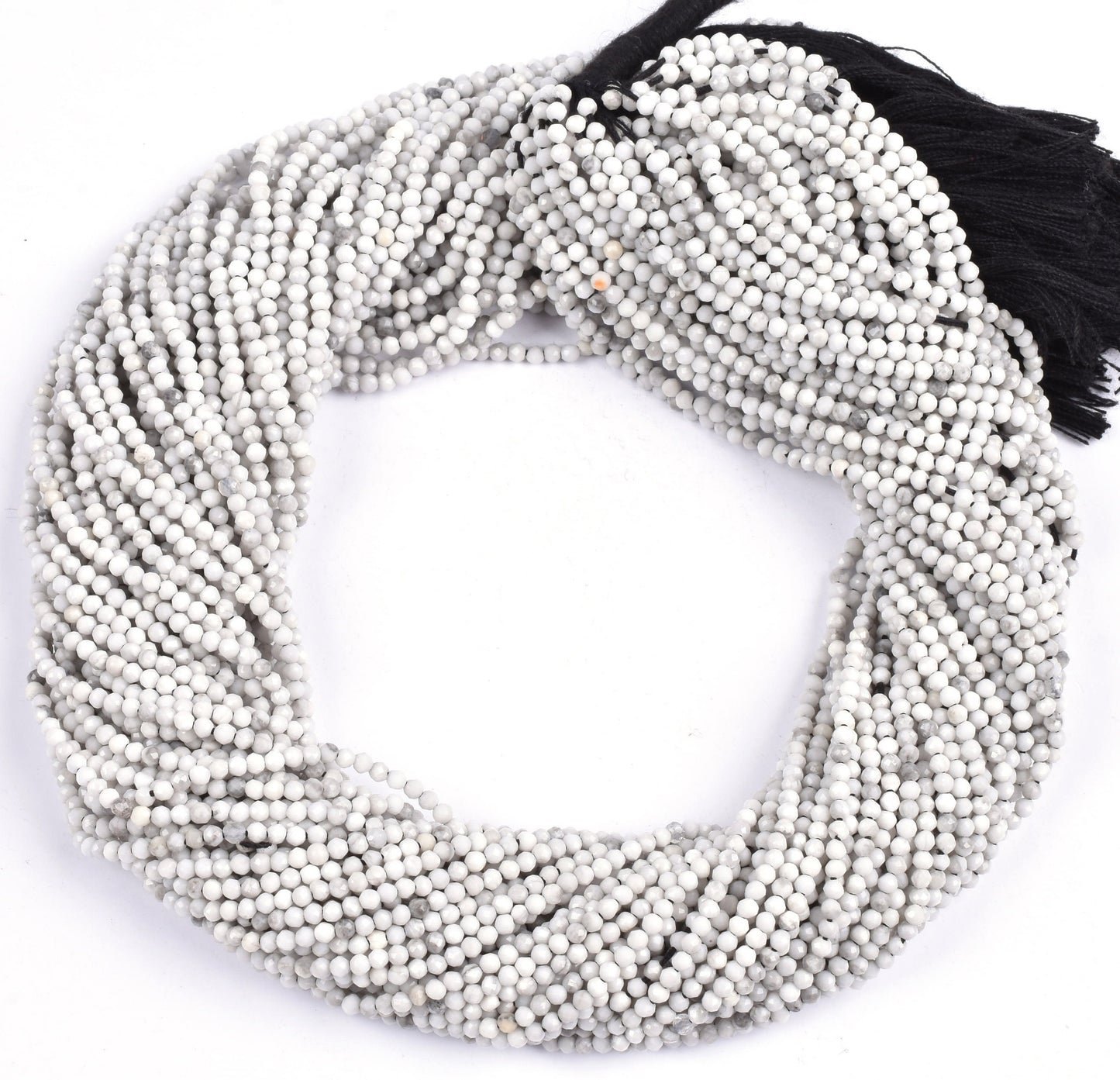 2.25 mm Beautiful White Howlite Micro Cut Rondelle faceted Beads,12.5" AAA Howlite Machine Cut Tiny Gemstone Beads Jewelry Making Craft SALE