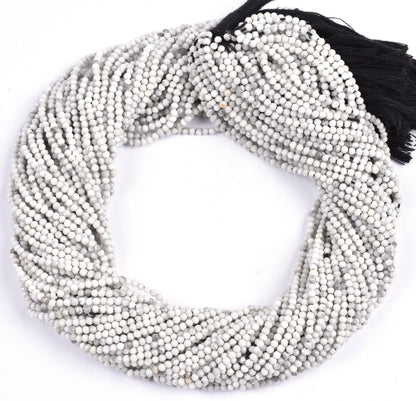 2.25 mm Beautiful White Howlite Micro Cut Rondelle faceted Beads,12.5" AAA Howlite Machine Cut Tiny Gemstone Beads Jewelry Making Craft SALE