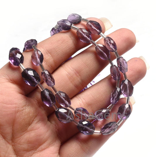 Beautiful Amethyst Color Hydro Faceted Oval Shape Beads,10" Purple Hydro Checker Cut Oval Briolette Straight Drill Beads Jewelry Crafts SALE