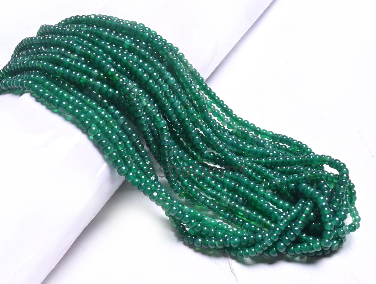 Dark Green Onyx Smooth Rondelle Gemstone Loose Beads, Fine Onyx Beads, AAA Green Onyx Plain Roundelle Tiny Handmade Beads Jewelry Craft SALE