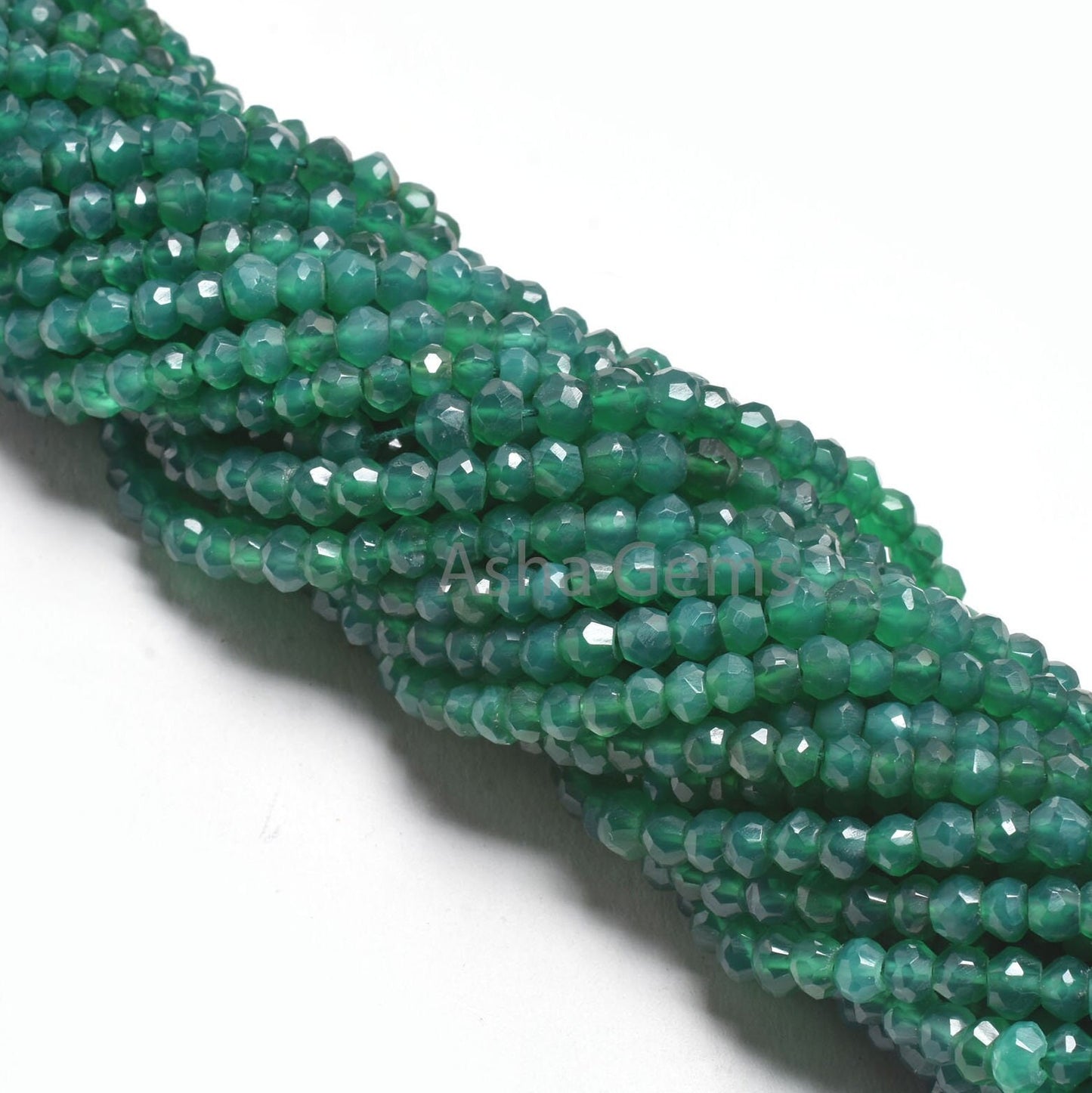 Beautiful Natural Green Onyx Faceted Rondelle Shape Gemstone Beads,13" Strand Green Onyx Beads, Fine Quality,Green Onyx Beads Jewelry Making