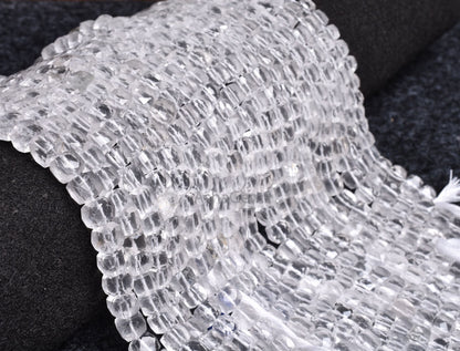 Natural Crystal quartz faceted 3D Cube Box Beads,9"Strand White Crystal beads Crystal faceted Cube Box Gemstone Bead For Jewelry Making SALE