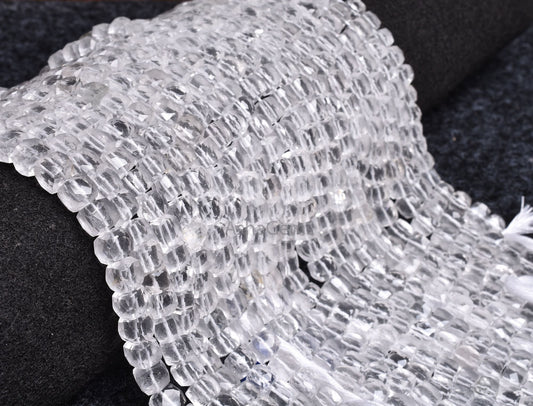 Natural Crystal quartz faceted 3D Cube Box Beads,9"Strand White Crystal beads Crystal faceted Cube Box Gemstone Bead For Jewelry Making SALE