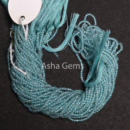 AAA Blue Apatite Micro Cut Rondelle Gemstone Beads,1.8 mm Natural Sky Blue Apatite Bead, Apatite Tiny Machine Cut Faceted Bead Jewelry Craft