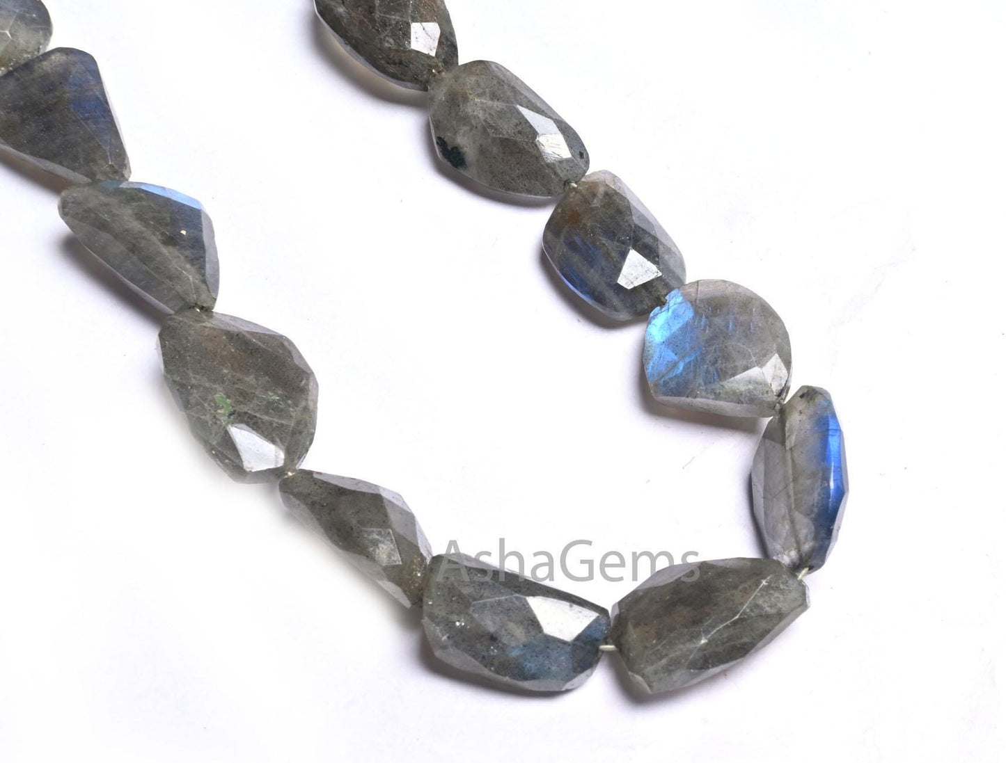 Beautiful Labradorite Nugget Shape Faceted Gemstone Beads,10" Natural Blue Fire Black Rainbow Uneven Tumble Handmade Bead Jewelry Craft SALE