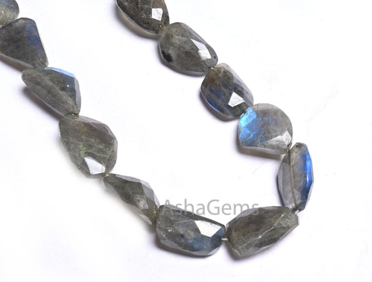 Beautiful Labradorite Nugget Shape Faceted Gemstone Beads,10" Natural Blue Fire Black Rainbow Uneven Tumble Handmade Bead Jewelry Craft SALE