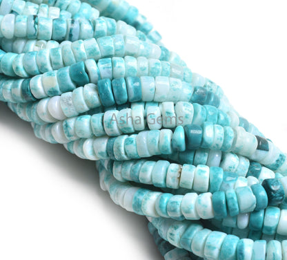 Beautiful Bottle Green Opal Smooth Tyre Beads, Shaded Green Blue Opal Heishi Tyre Beads, Opal Wheel Shape Gemstone Bead Jewelry making Craft