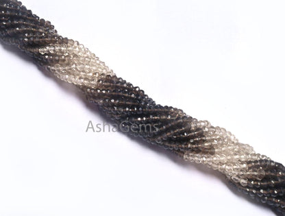 13"Strand Beautiful Natural Smoky Quartz Micro Cut Rondelle Faceted Gemstone Beads 3.5 mm, AAA Shaded Smoky Indian Machine Cut Beads Jewelry