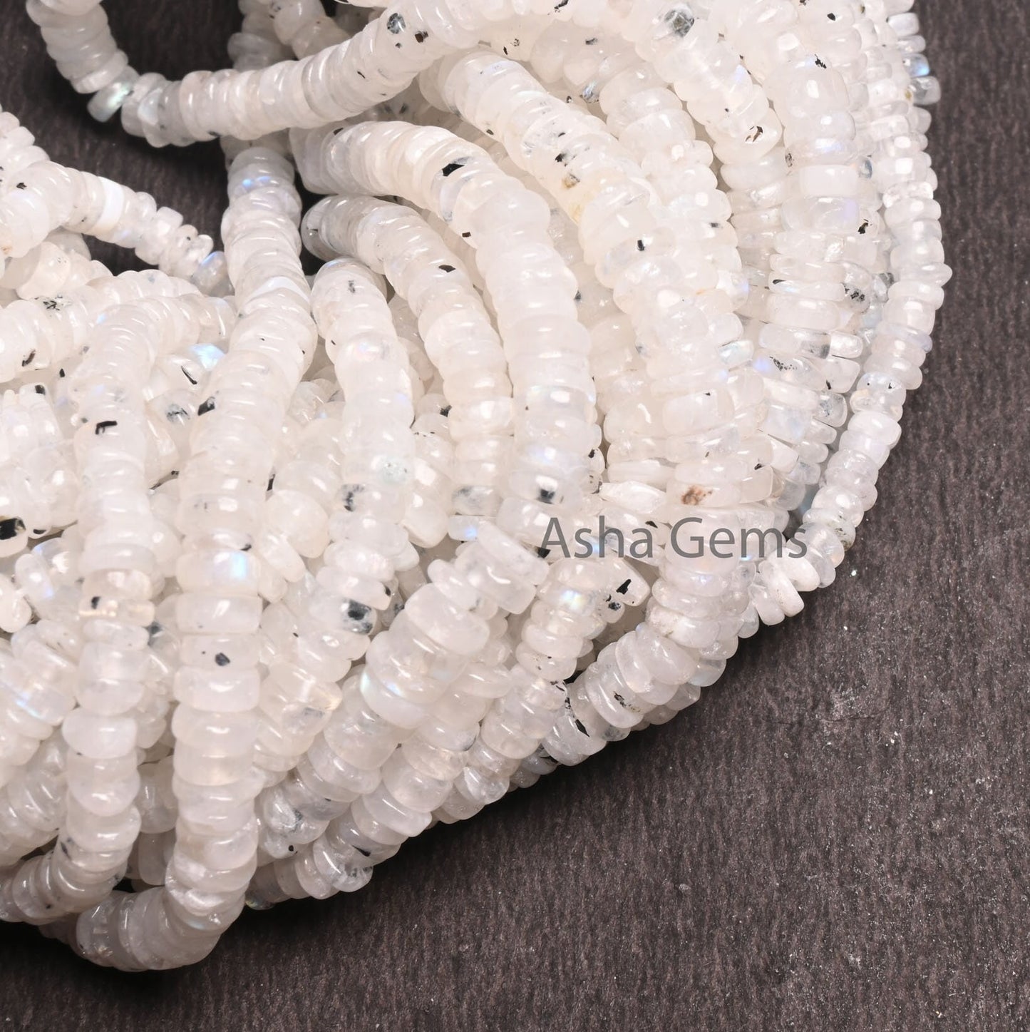 Natural Moss Rainbow Moonstone Smooth Heishi Tyre Beads, Flashy White Rainbow Handmade Wheel Uneven Gemstone Rainbow Moonstone Beads Jewelry