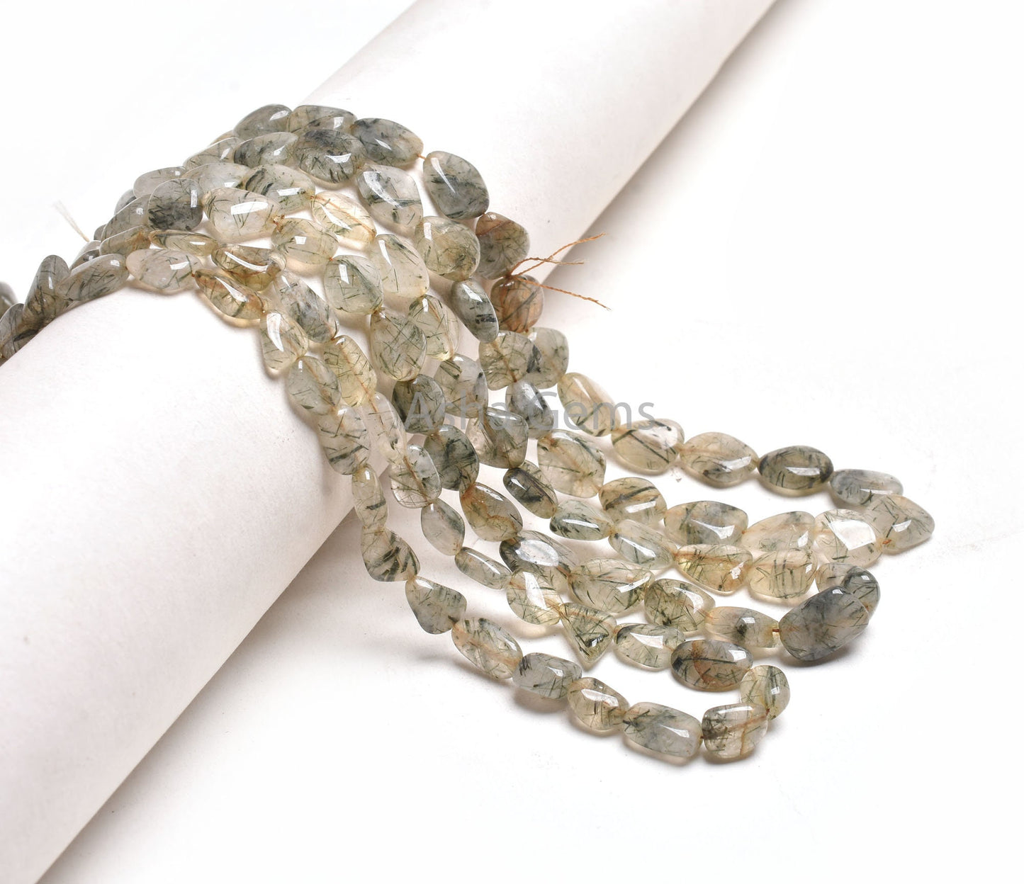 Natural Rutile Smooth Handmade Nugget Shape Gemstone Beads,8/16" Strand Shaded Rutile Plain Tumble Straight Drill Beads Jewelry Handicrafts