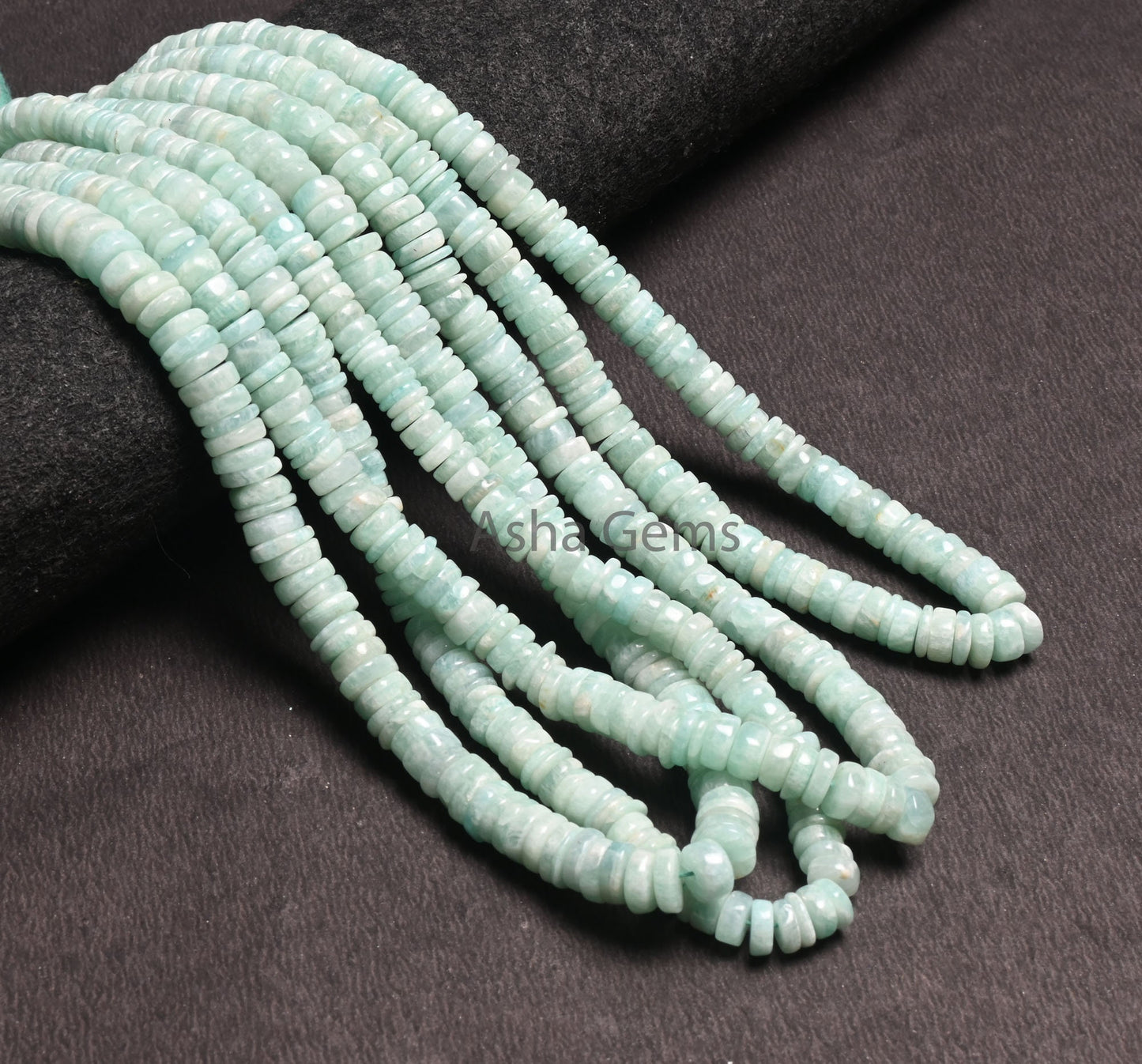 Beautiful Amazonite Smooth Heishi Tyre shape beads, Natural Blue Amazonite Flat Wheel Handmade Gemstone Amazonite Center Drill beads Jewelry