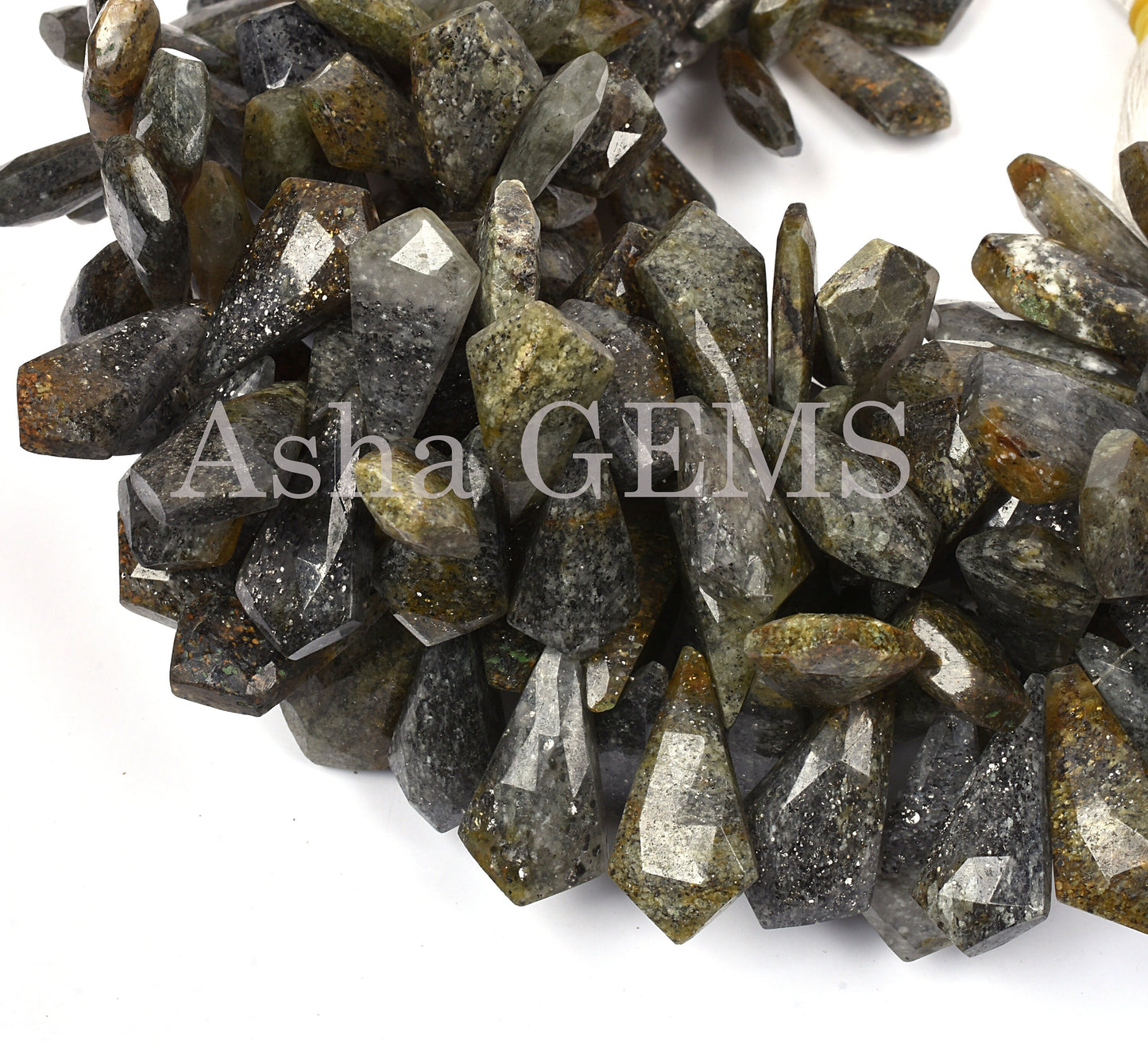 Beautiful Black Sunstone Fancy Shape Beads,7.5"Strand Rare Green Black Sunstone Faceted Fancy Beads, Natural Sunstone Faceted Briolette SALE