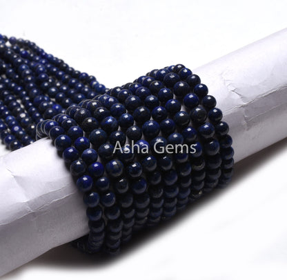 Natural Blue Lapis Smooth Round Ball Gemstone Beads,13" Strand Fine Lapis Lazuli Beads, Lapis Plain Round Shape Bead Jewelry Handicraft SALE