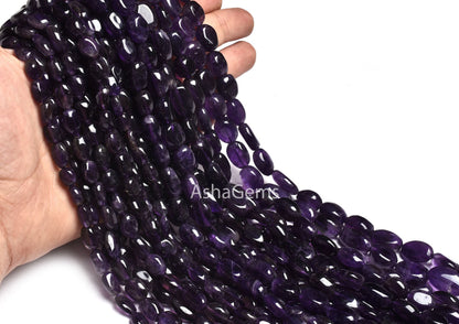 Beautiful African Amethyst Plain Uneven Oval Gemstone Beads,13"Strand Purple Amethyst Smooth Oval Shape Beads, Amethyst Handmade beads Craft
