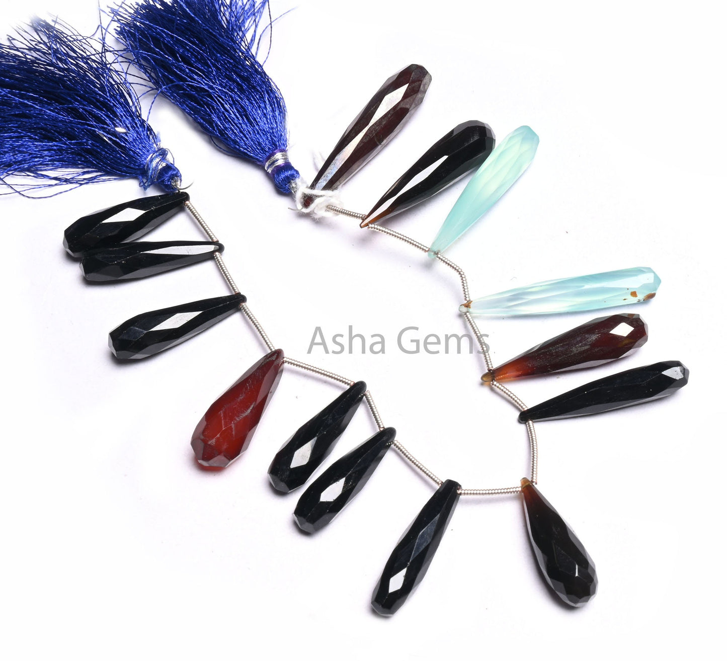 Mix Color Chalcedony Fancy Long Teardrop Faceted Beads,6-34mm Multi Disco Chalcedony Pencil Drops Gemstone Side Drill Briolette Bead Jewelry