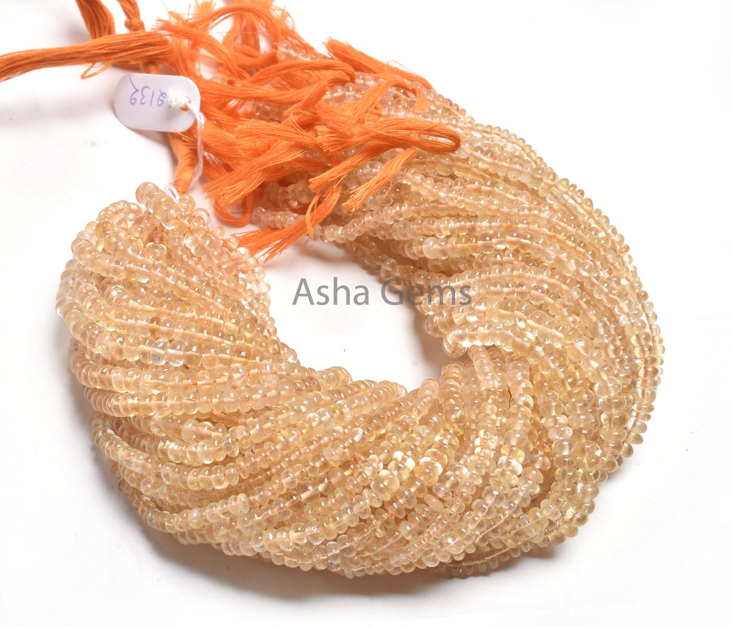 Natural Citrine Quartz Smooth Rondelle Beads, Yellow Citrine Plain Handmade Gemstone Loose Beads,12" Citrine Beads Jewelry Making Craft SALE