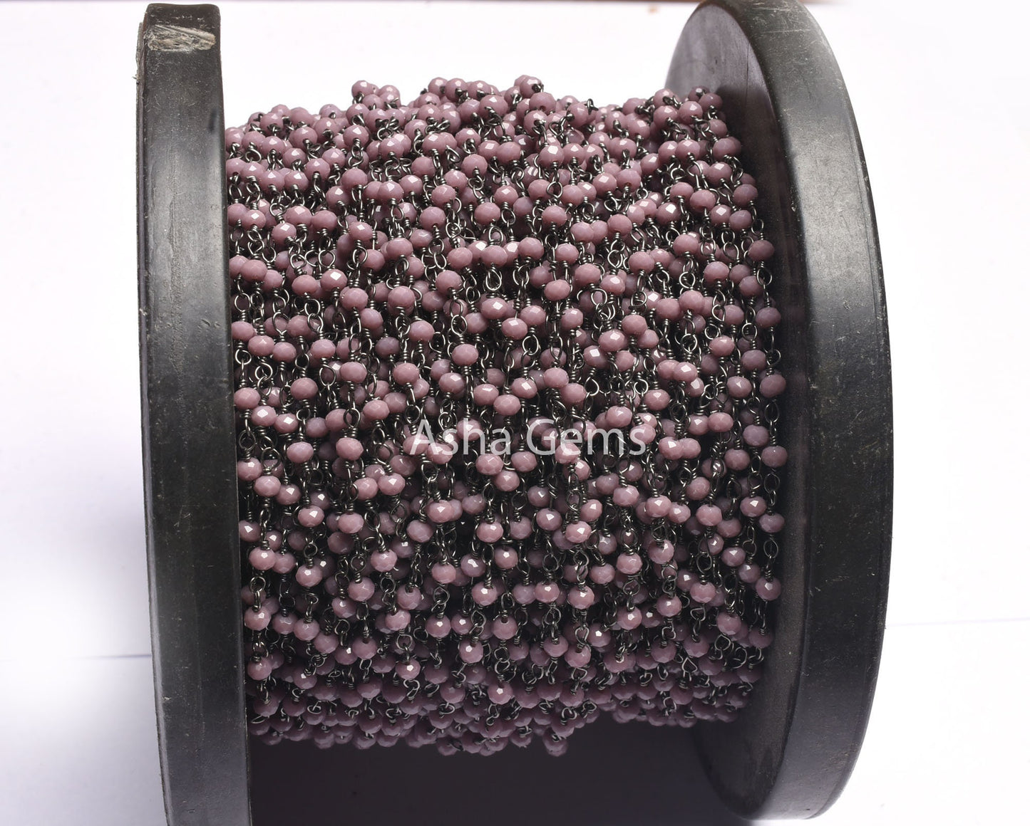 Beautiful Lavender Hydro Faceted Rondelle Beads Rosary Chain Black Metal Plated Gunmetal Wire Beaded Handmade Chains Jewelry making Necklace